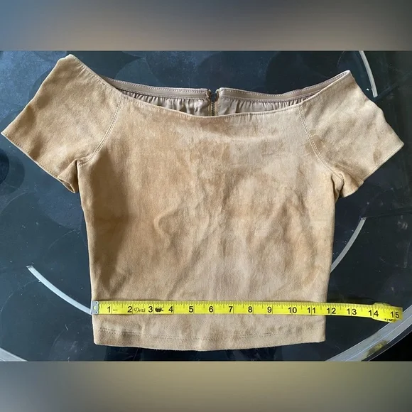 Rare Showroom Sample | Alice & Olivia Faux Suede Crop Top - Picture 10 of 11